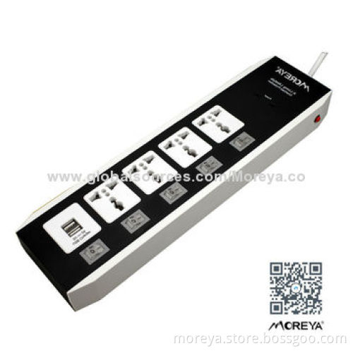 Power Strip of Universal Standard for AU, EU, UK, US Usage/2 USB Ports, Surge/Overload Protection